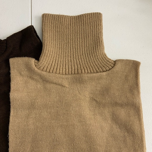 EUC Nasharr women’s brown tan turtleneck under layer‎ layering knit collars set - Picture 3 of 4